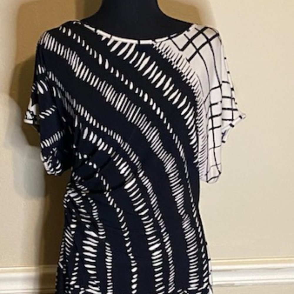Black and Cream Floral Print Dress